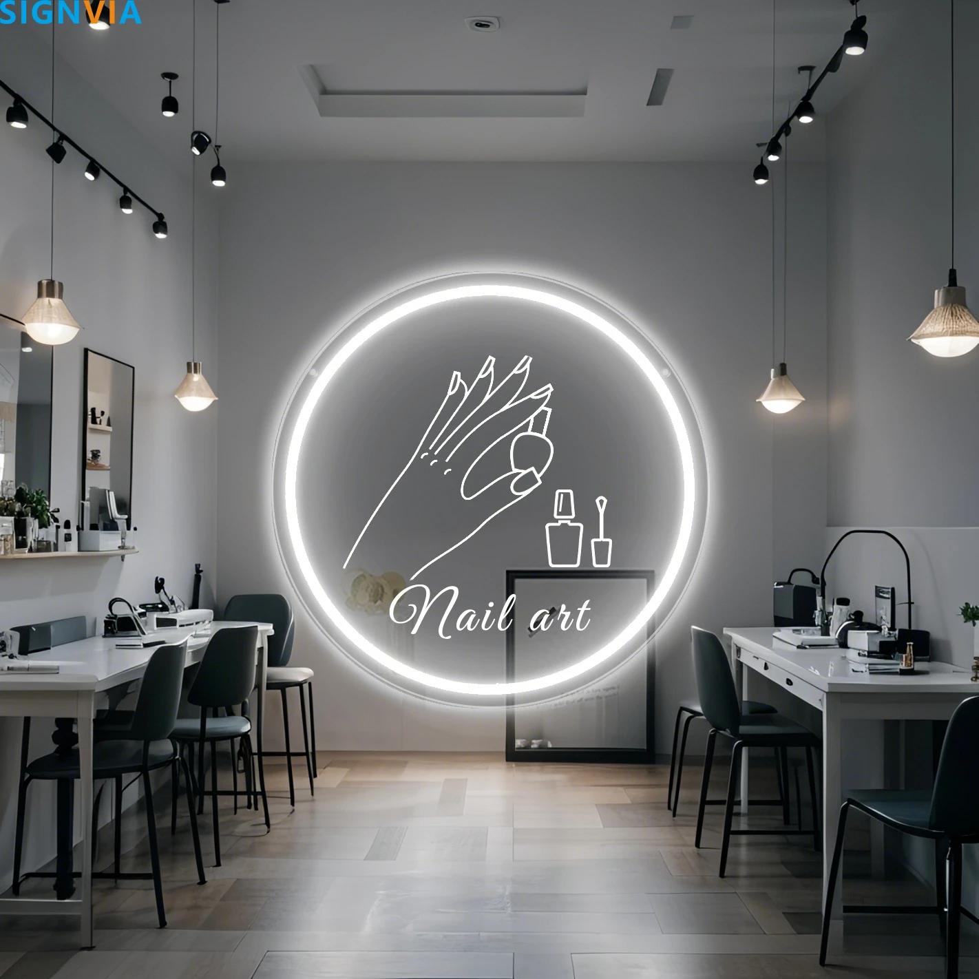 

Customizable Nail Art Neon Sign LED Wall Light with Personal Text USB Switch Control Single Non-White Color for Salon Home Decor