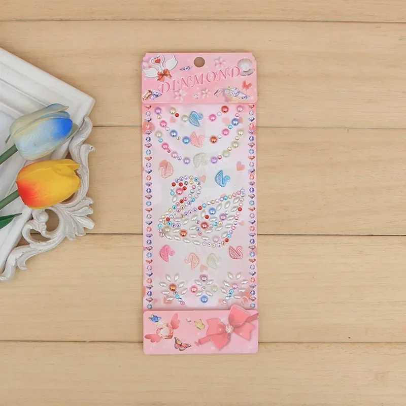 Pegatina con forma de cisne, calcomanía artesanal, arte móvil, diamantes de imitación de cristal, pegatinas autoadhesivas para álbum de recortes, juguetes para niños