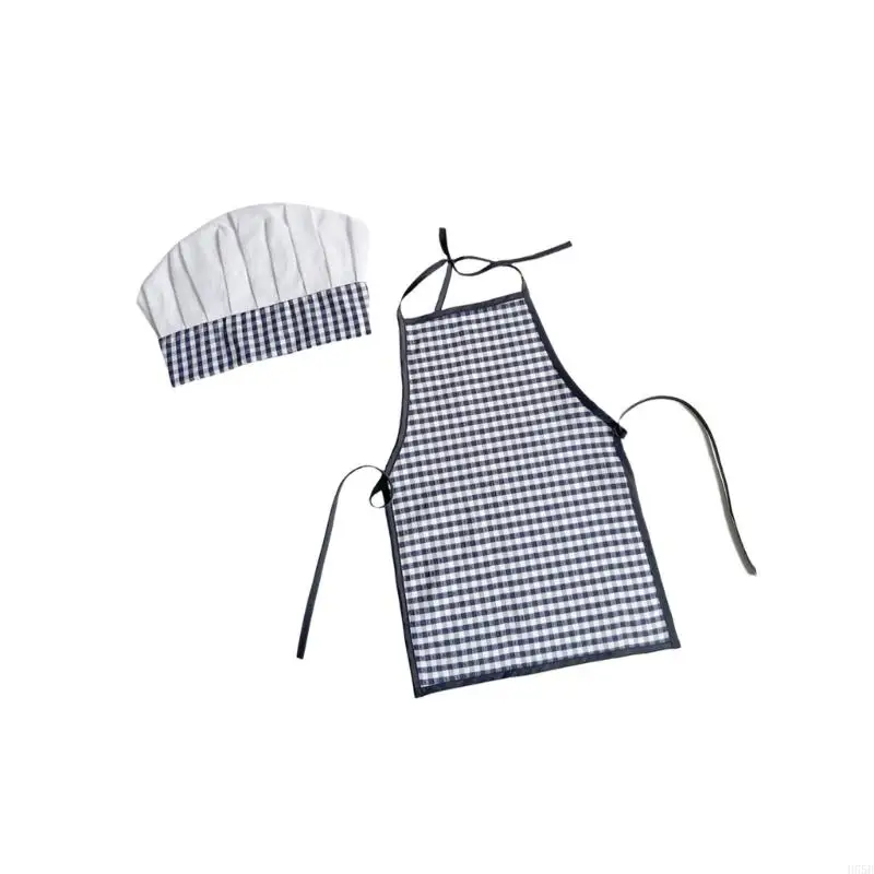 

H55B Baby Photography Props Newborns Boy Photo Clothes Photography Costume Chefs Apron Hat Outfit for Infant 0-10 Year