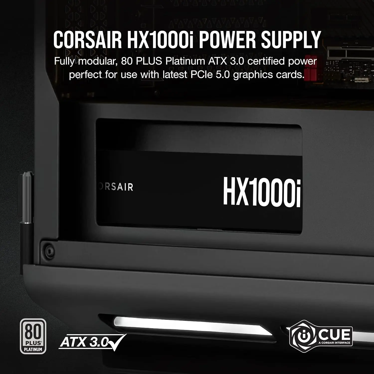 HX1000i Fully Modular Ultra-Low Noise ATX Power Supply - ATX 3.1 & PCIe 5.1 Compliant - Fluid Dynamic Bearing Fan - iCUE