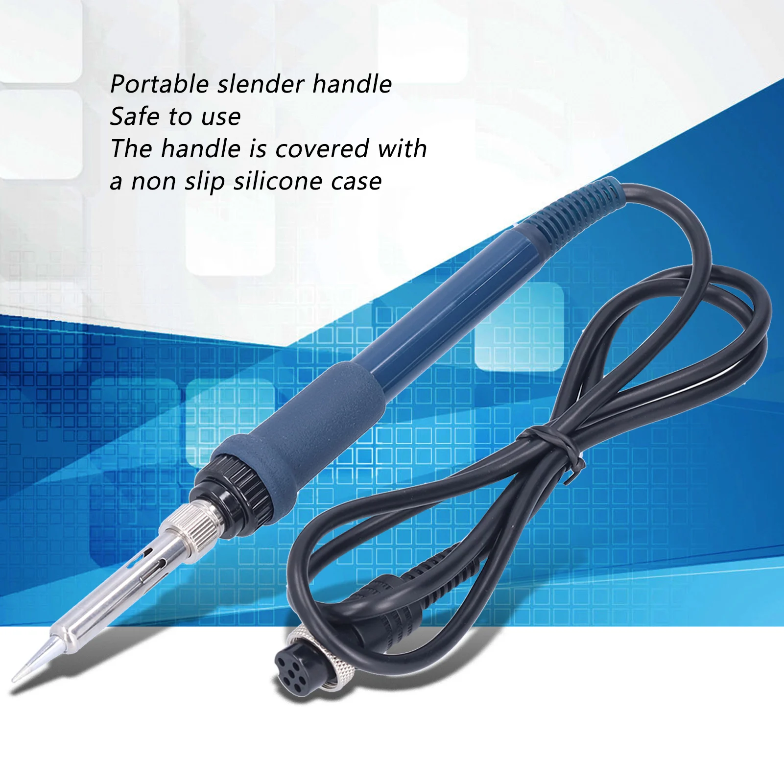 

6 Hole Soldering Iron Handle, Soldering Iron Handle 6 Hole Socket Station Replacement Welding Tools 19cm 60W DC 26V SBK907B