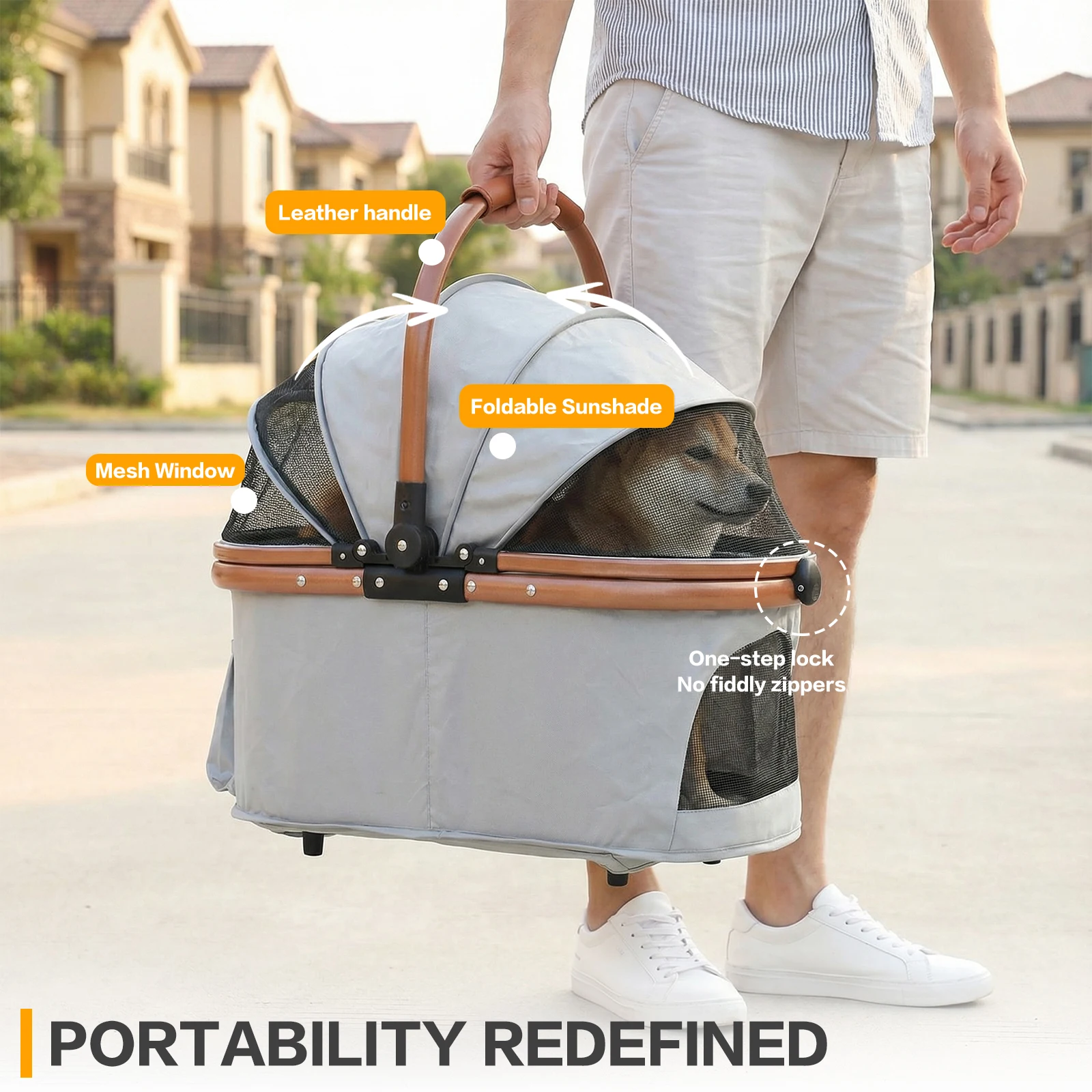 

Smooth-Ride Dog Stroller with Detachable Carrier Folding Stroller Foldable & Ventilated with Sun Shades for Large & Medium Dogs