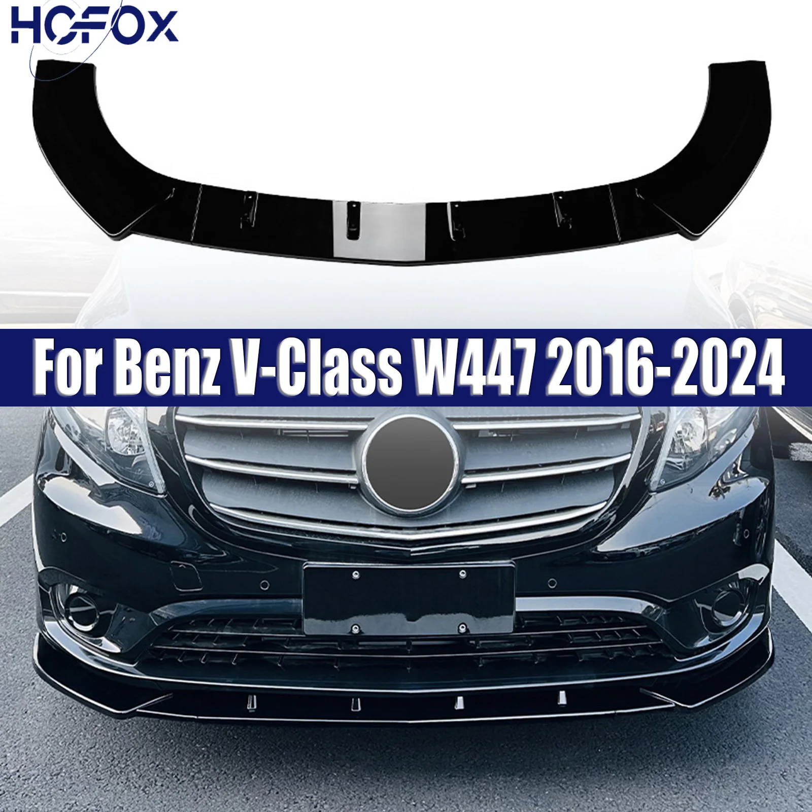 

For Benz V-Class W447 2016-2024 Front Bumper Lip Spoiler Front Bumper Protector Lower Blade Splitter Auto Parts