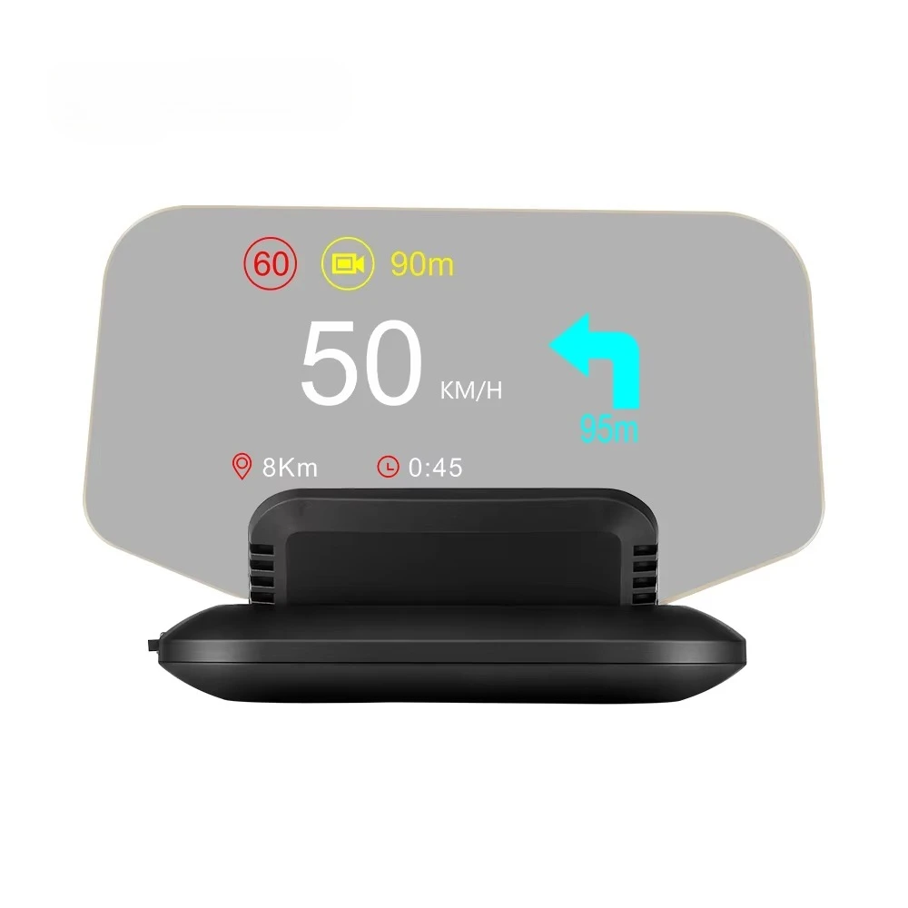 For All Car 5inch Multifunctional HD Projection HUD C1 OBD2+GPS Navigation Over Speed Alarm With Speedometer Glare Shield HUD