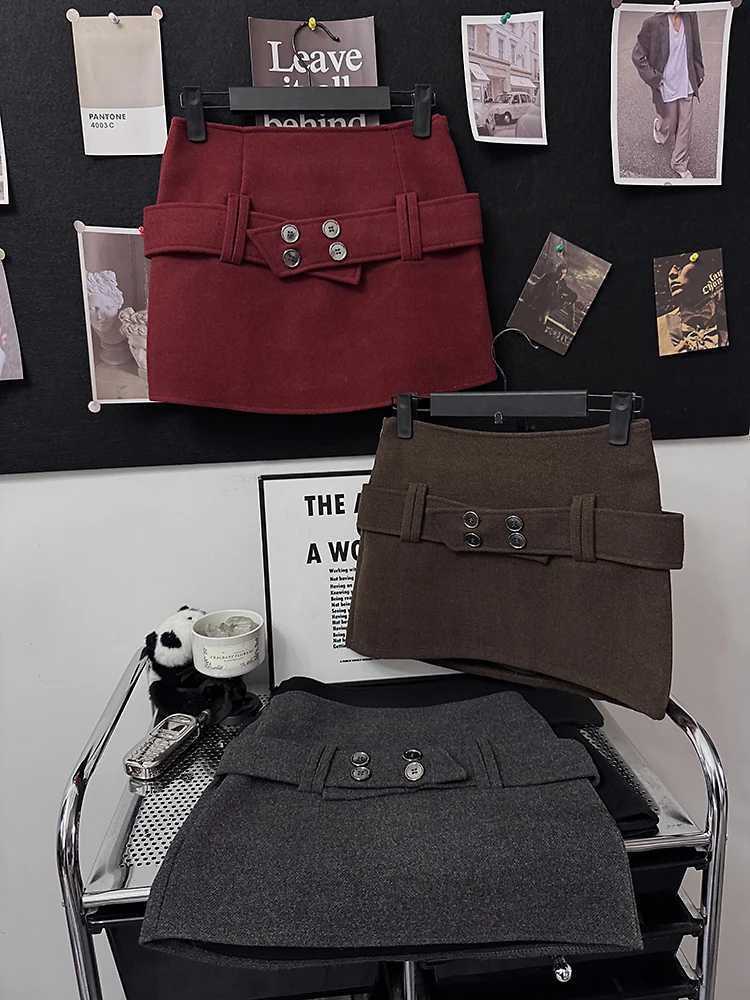 

Faionable Slimming Belted Skirt High Waist A-Line Sle Commute Suitable Simple Design for Young Women 8-24 Years Old