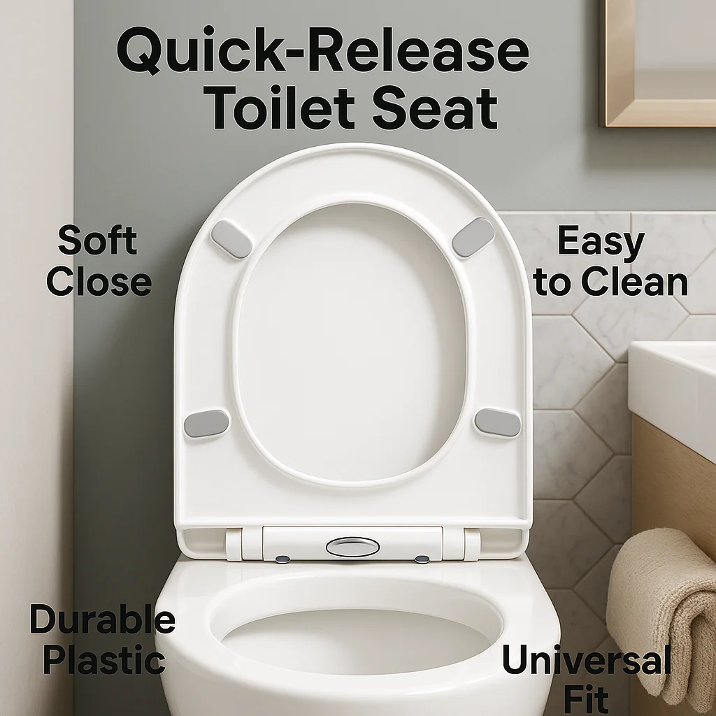 

Sleek Streamlined Toilet Seat Universal Fit Quiet Close Bathroom Toilet Cover