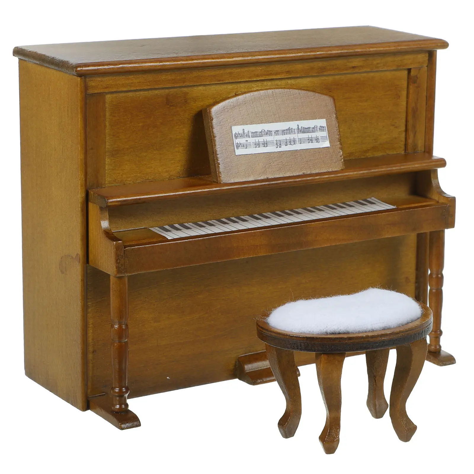

1Set Upright Piano Miniature House Furniture Mini Piano Stool Creative Mini House Decoration Musical Accessory