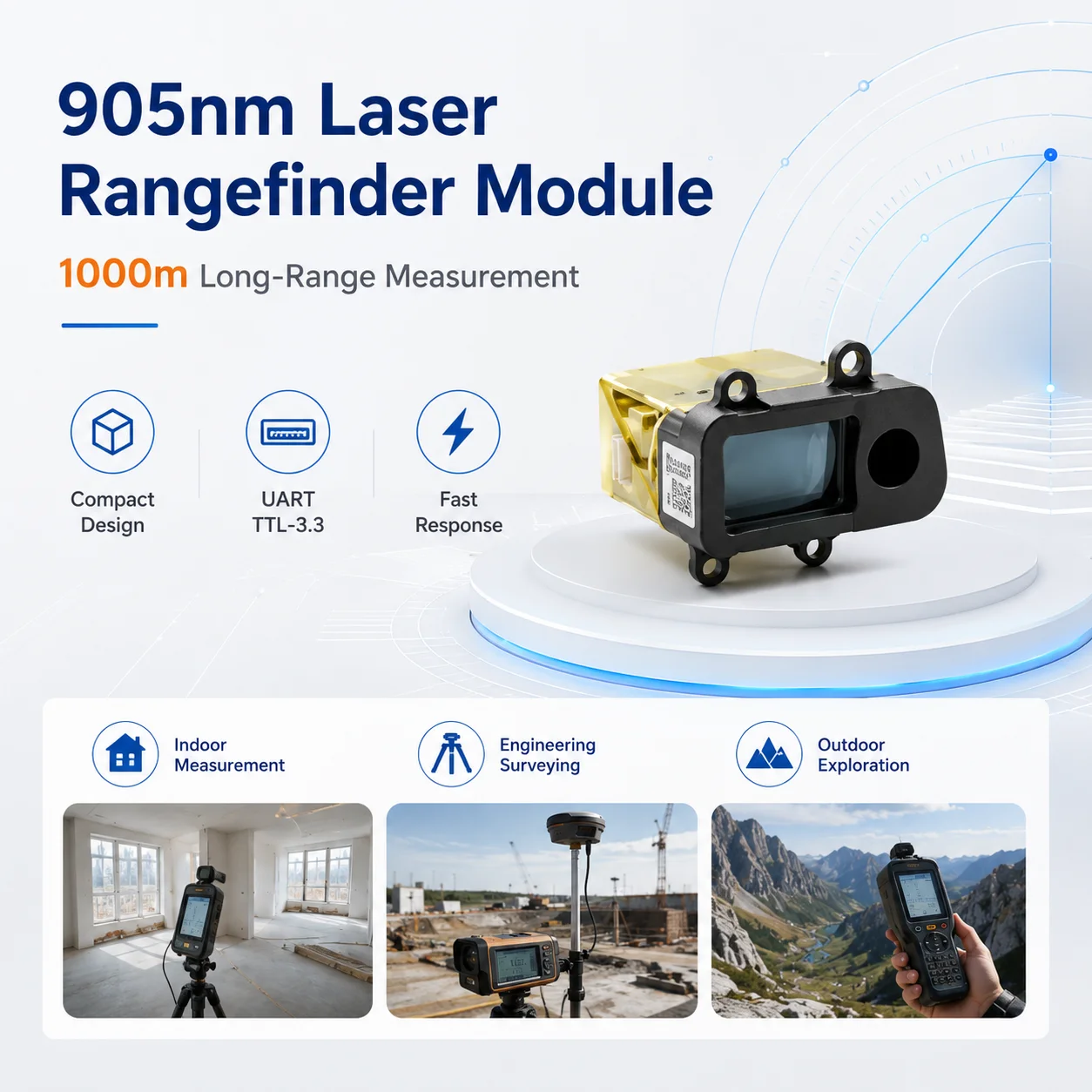 NEWXD-S1000A2 1000m Laser Distance Sensor 905nm DToF Optical Photoelectric Sensor for Industrial Automation Testing Machine