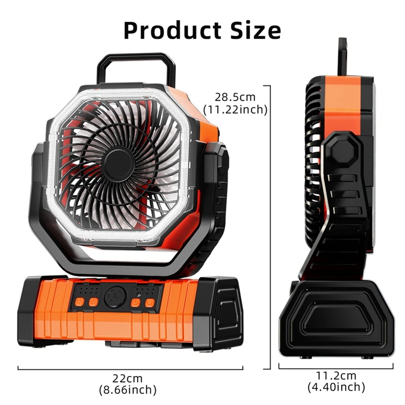 Nuovo ventilatore da campeggio esterno 20.000 Mah Ventilatore da pesca con testa tremante ricaricabile USB direzionale regolabile a quattro velocità
