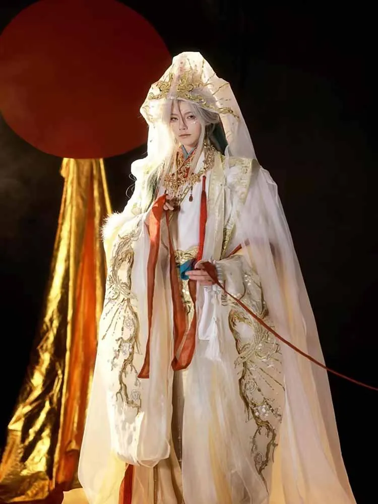 Cinese Intrattenimento Musiche E Canzoni Uomini di Carnevale di Halloween Costume Cosplay Blu e Giallo Gradiente Ricamato Intrattenimento Musiche E Canzoni Tang Abiti Plus Size Per Le Donne