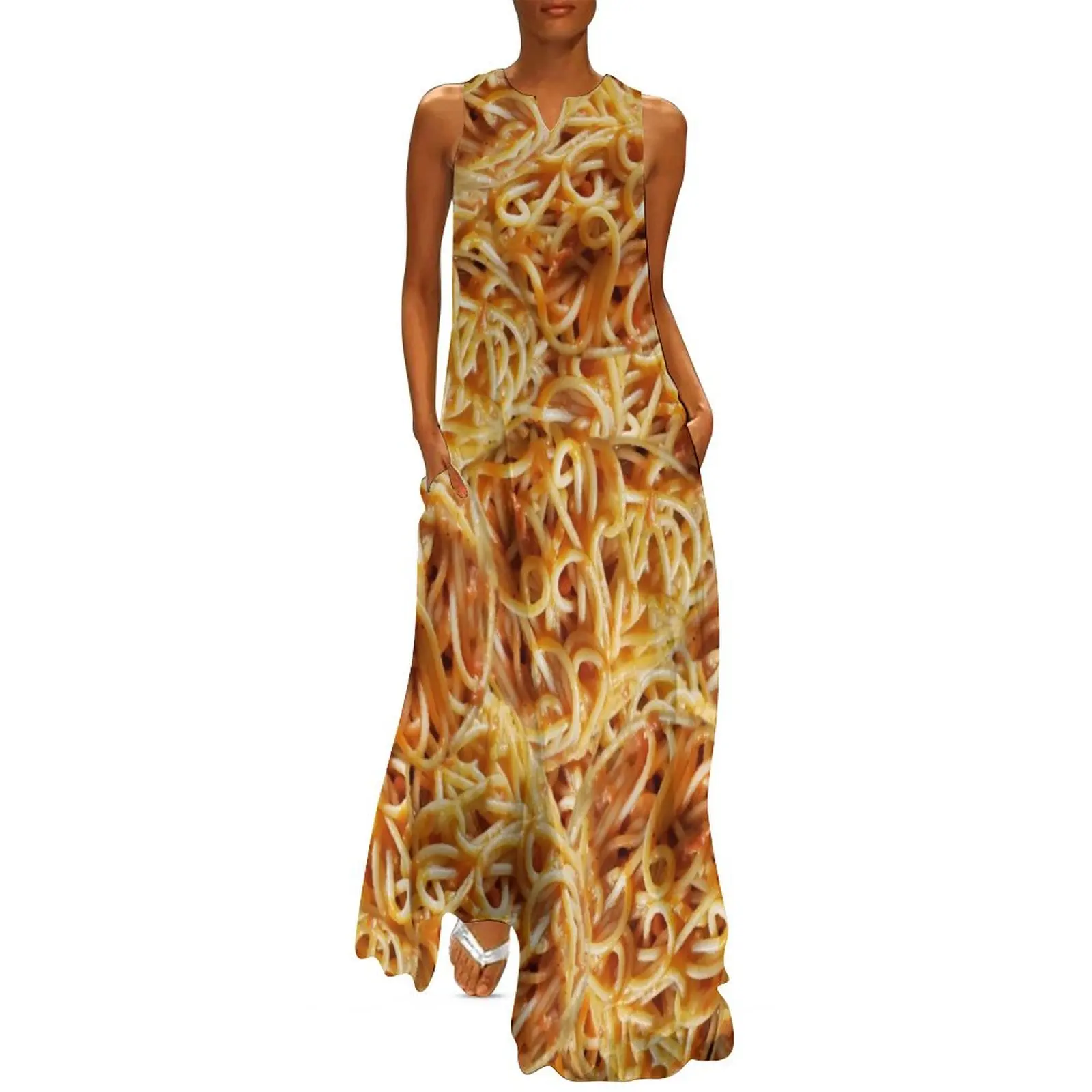 Spaghetti Spaghet Pasta Red Sauce Gravy Italian Italia Nona Long Dress evening dress summer dress for women 2025