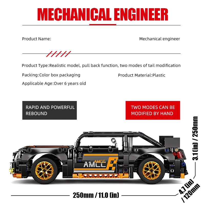 505pcs technische Super-Rennwagen Modellbau steine Auto zurückziehen DIY Kit Fahrzeug Ziegel Kinder Spielzeug die Jungen Geschenke