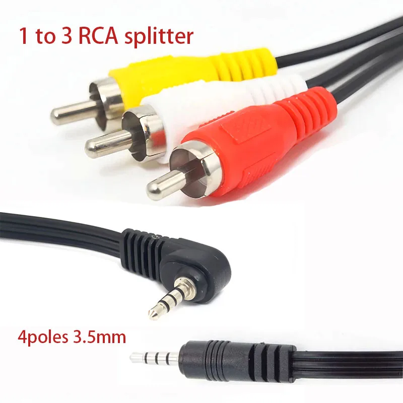 3.5mm Jack Plug to 3 RCA Adapter AUX Cable Male to Male Audio Video AV Cable Wire For Speaker Laptop DVD TV