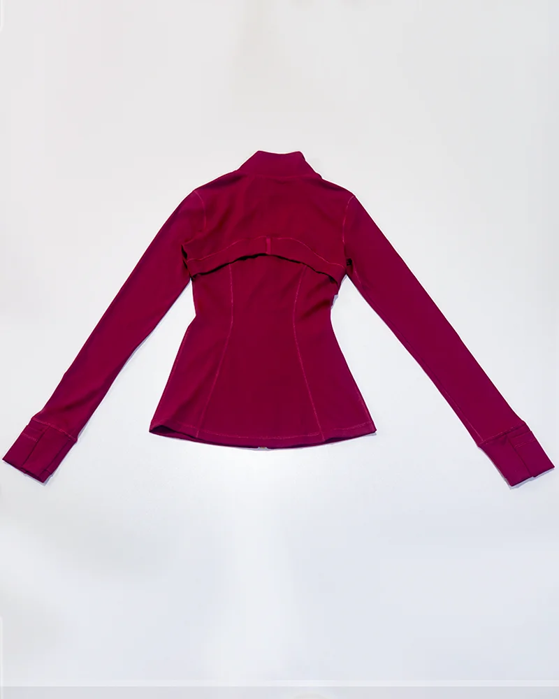 Neue Damen Slim Fit Sportjacke mit Goldreißverschluss, atmungsaktiv, schnelltrocknend, Stehkragen-Stil, Daumenloch-Design, Sportjacke – Detail 26