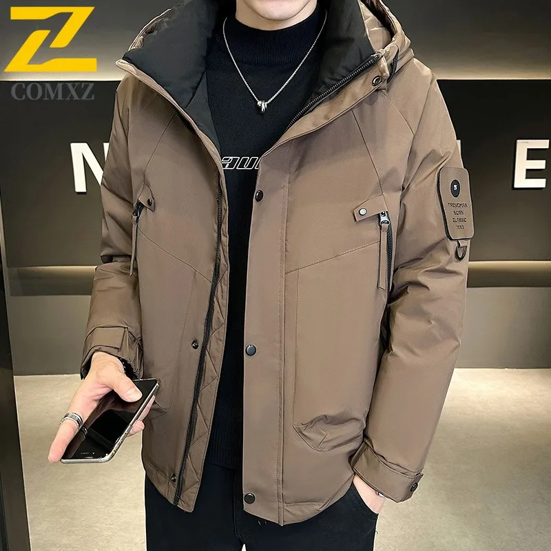 COMXZ Down Jacket 2025 Warm Windproof Outdoor Workwear Skiing Puffer Jacket High-Quality Minimalist Winter Jacket Men's Clothing