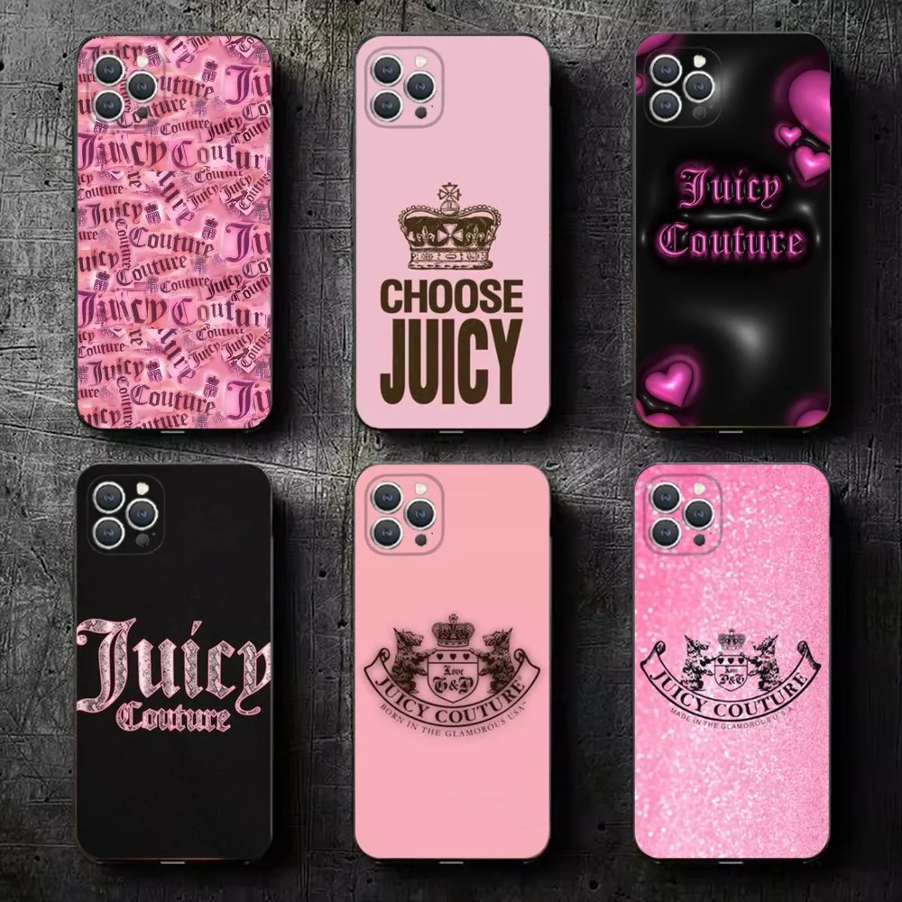 J-Juicy C- Couture  Phone Case For iPhone 15,14,13,12,11,Plus,Pro Max,XS,X,XR,SE,Mini,8,7 Soft Silicone Black Cover