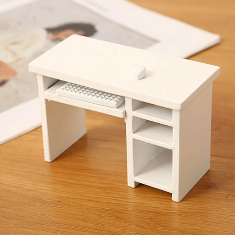 1:12 Miniaturowa Scena Ozdoba Symulacja Mebli Biurko/Krzesełko Komputerowe Mini Artykuły Domowe Dekoracje Akcesoria do Domku dla Lalek