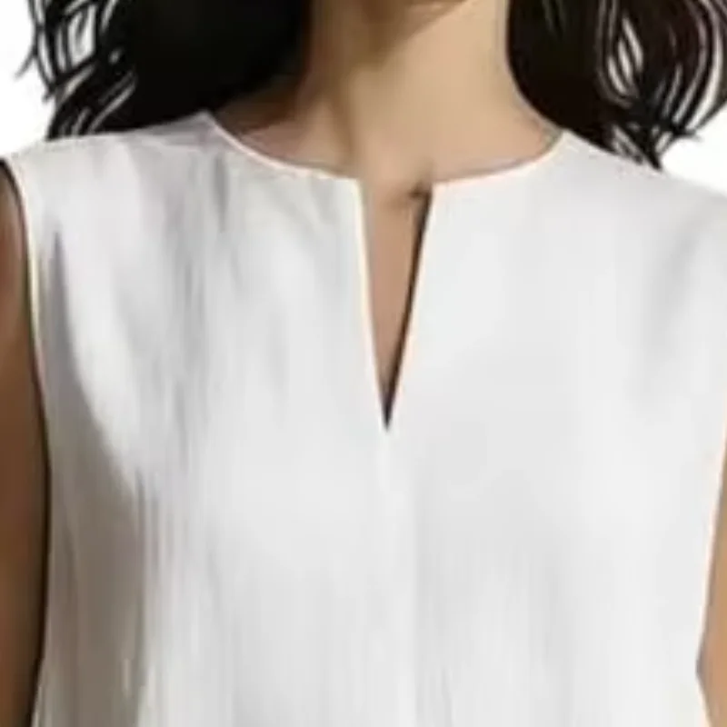 

Elegant Women Dress Slimming Casual V Neck Long Tank Dress Flowy A-line Simple Fashion Beach Sundress with Pockets