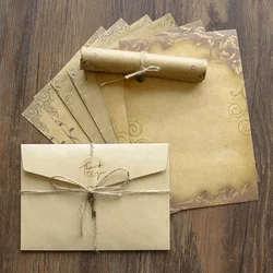 Retro Stationery Kraft Paper Letter Paper with Envelopes Stickers Hemp Rope Pendant Decorations Keys Musical Note Writing Paper