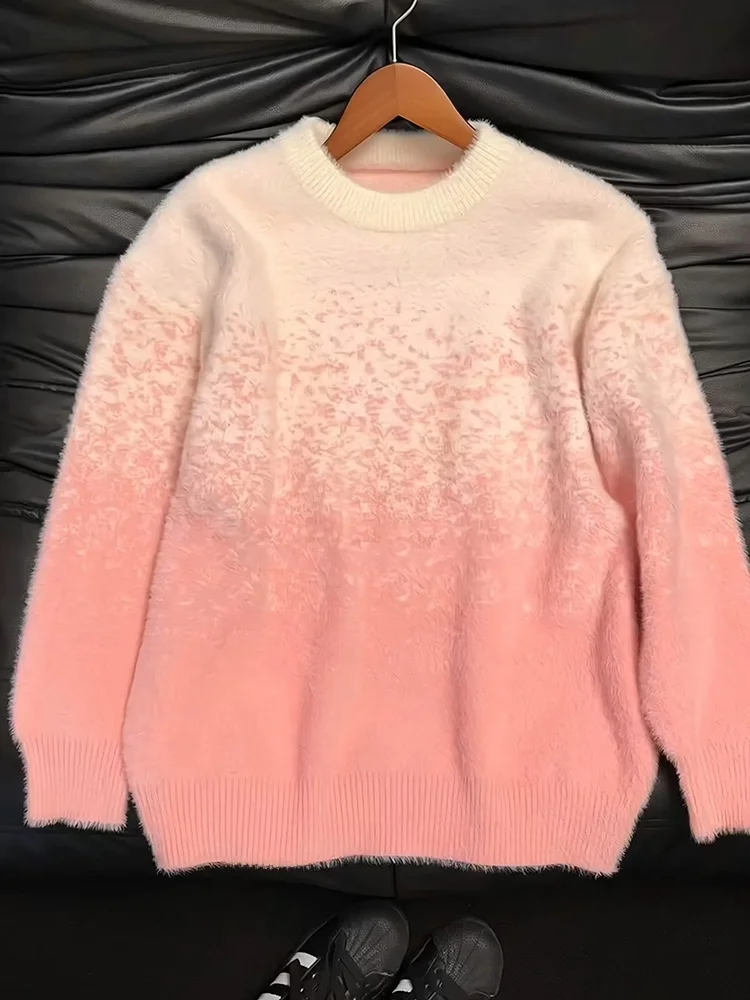 

Pink adient Dyed round Ne Knitwear Men's Sle Base Layer Inner Wear Casual Loose Fit Long Sve Knitted Sweater