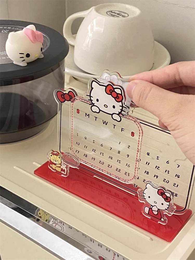 อะคริลิค Sanrio การ์ตูน Hello Kitty ปฏิทินเครื่องประดับ Erasable แผงนักเรียนสอบนับถอยหลังปฏิทินวันหยุดอะนิเมะอุปกรณ์ต่อพ่วง