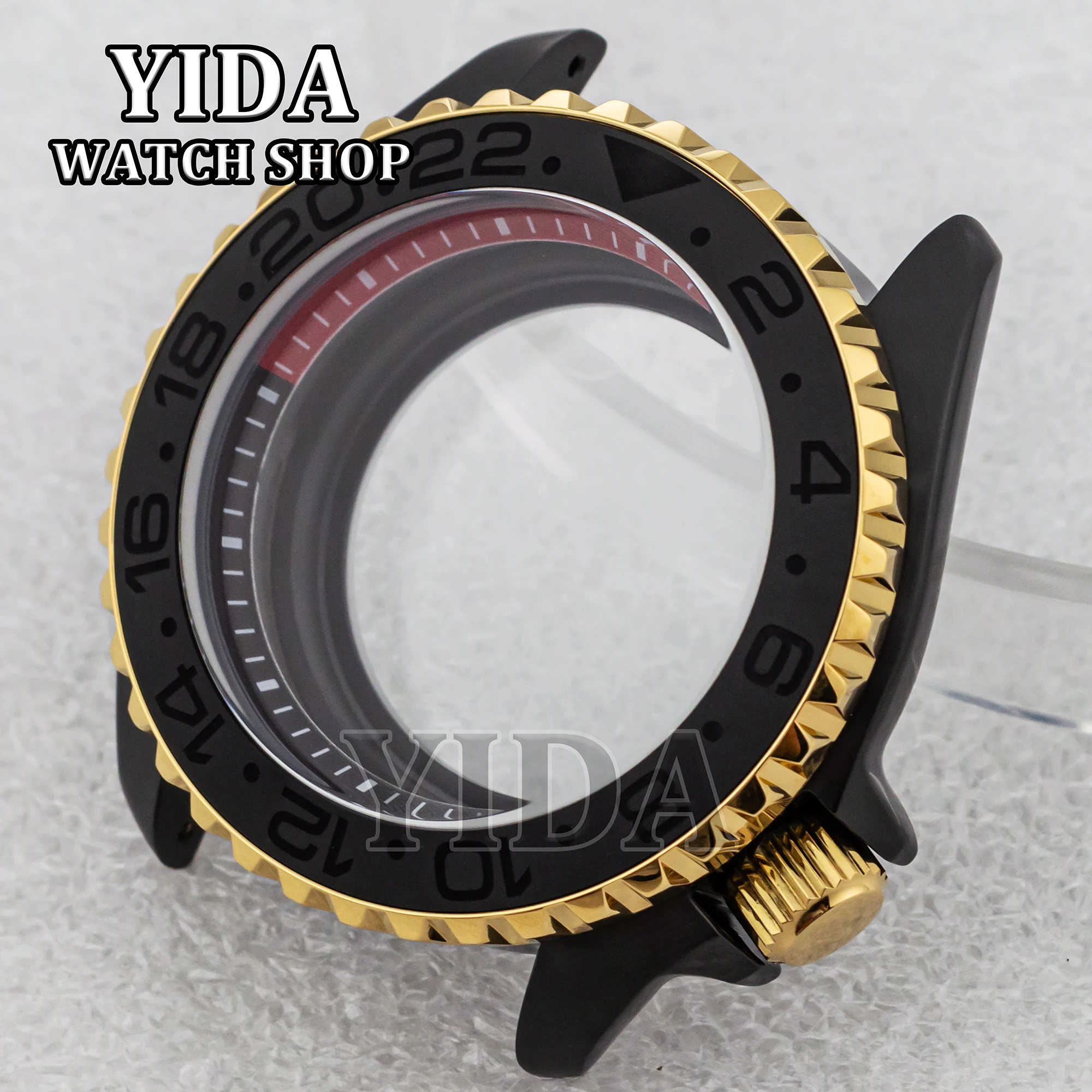 MOD Watch Case PVD Black And Gold Sapphire Crystal For NH34 NH35 NH36 Automatic Movement Water Resistance Watch Accessories