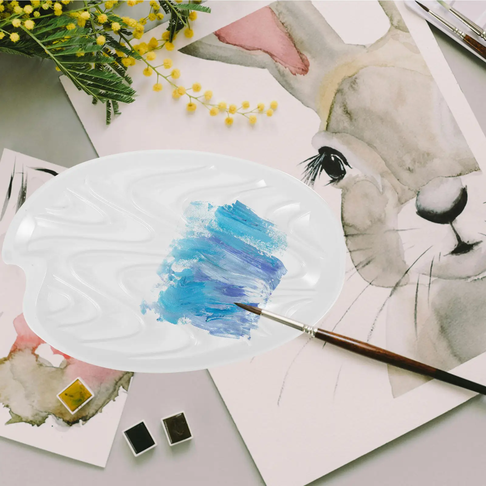 Reusable Watercolor Palette Empty Color Mixing Tray for Watercolor Gouache Acrylic Oil Painting Portable Pigment Storage Tray