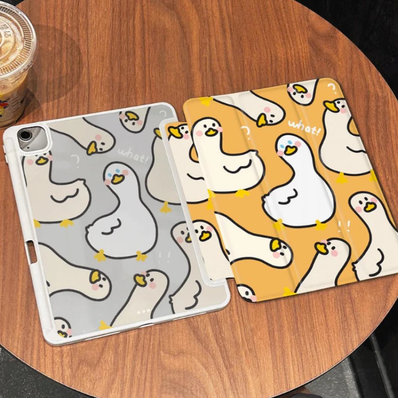 

Tablet Cover for IPad 10.2 Case 7/8/9th Generation Air 4 Air 5 Ipad 2017 10.5 Inch Ipad Mini6 8.3 Cute Duck Print Simple Style