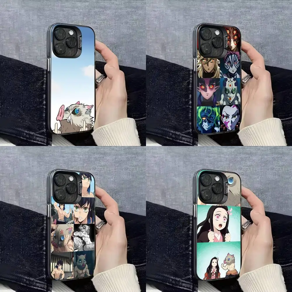 

D-Demon Inosuke Hashibira Slayer Phone Case For iPhone 16,15,14,13,12,11,Mini,Pro,E,SE4,XS,MAX Black Candy Matte Cover
