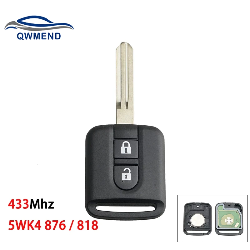 

For Nissan Key 5WK4876/818 433Mhz for Nissan Qashqai Elgrand X-TRAIL Navara Micra K12 Note Cabster NV200 Pathfinder Car Key