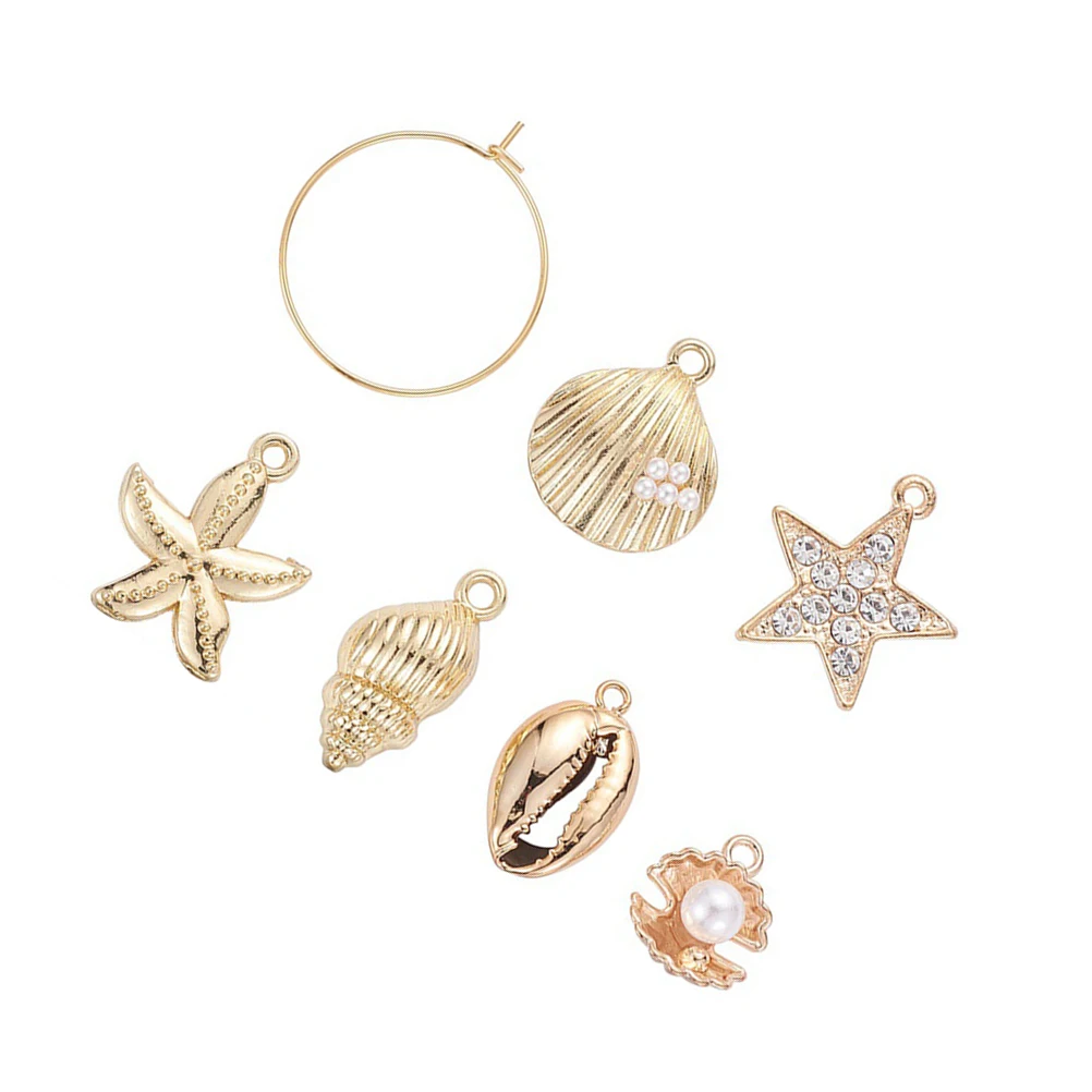 24pcs Sea Style Earring Pendants Assorted Diy Jewelry Accessories Loop Drop Decorative Charms For Key Gift