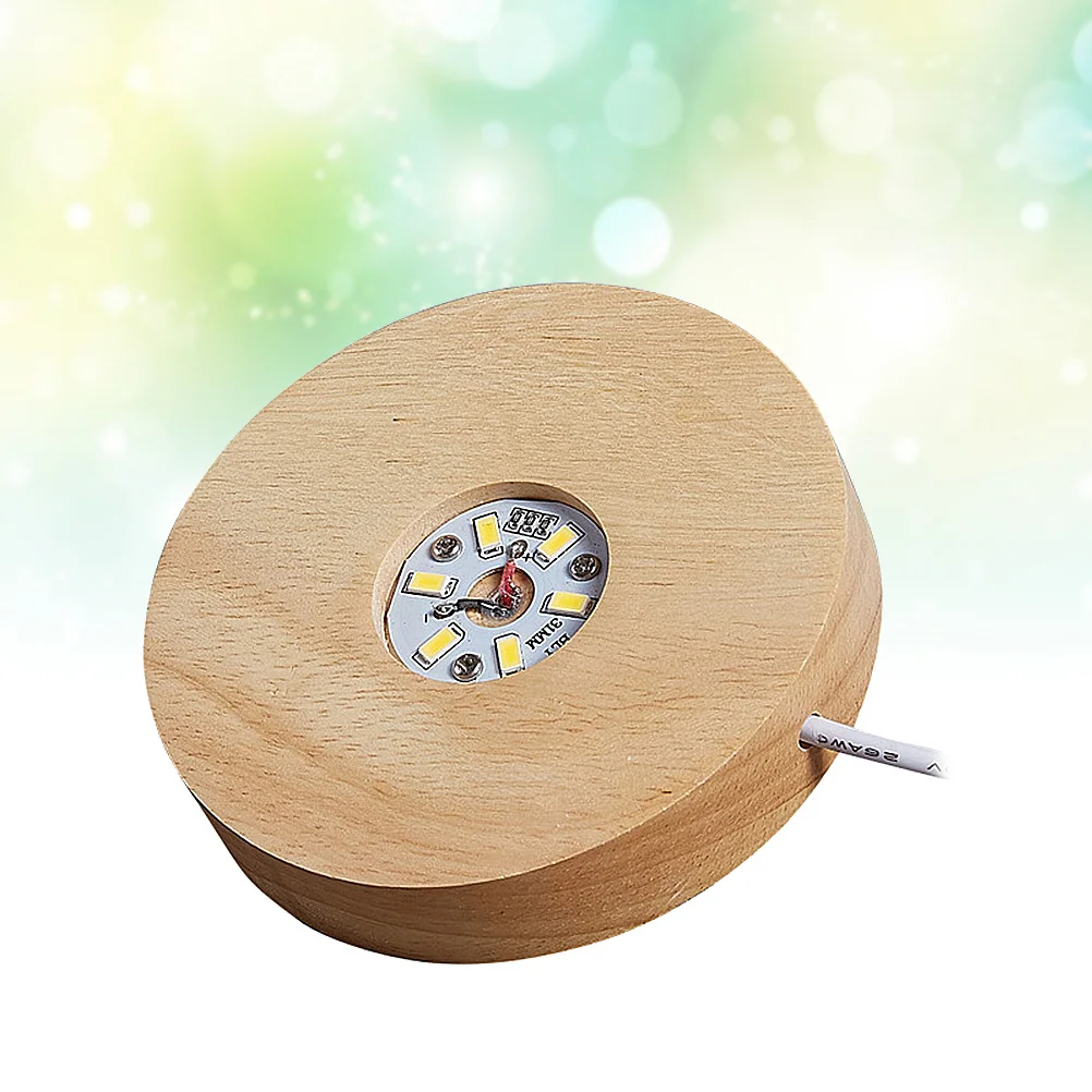 

Lighted Display Base Round Wooden LED Platform for Glass Art Crystal Decor Warm Ambient Night Lighting Round Base Light