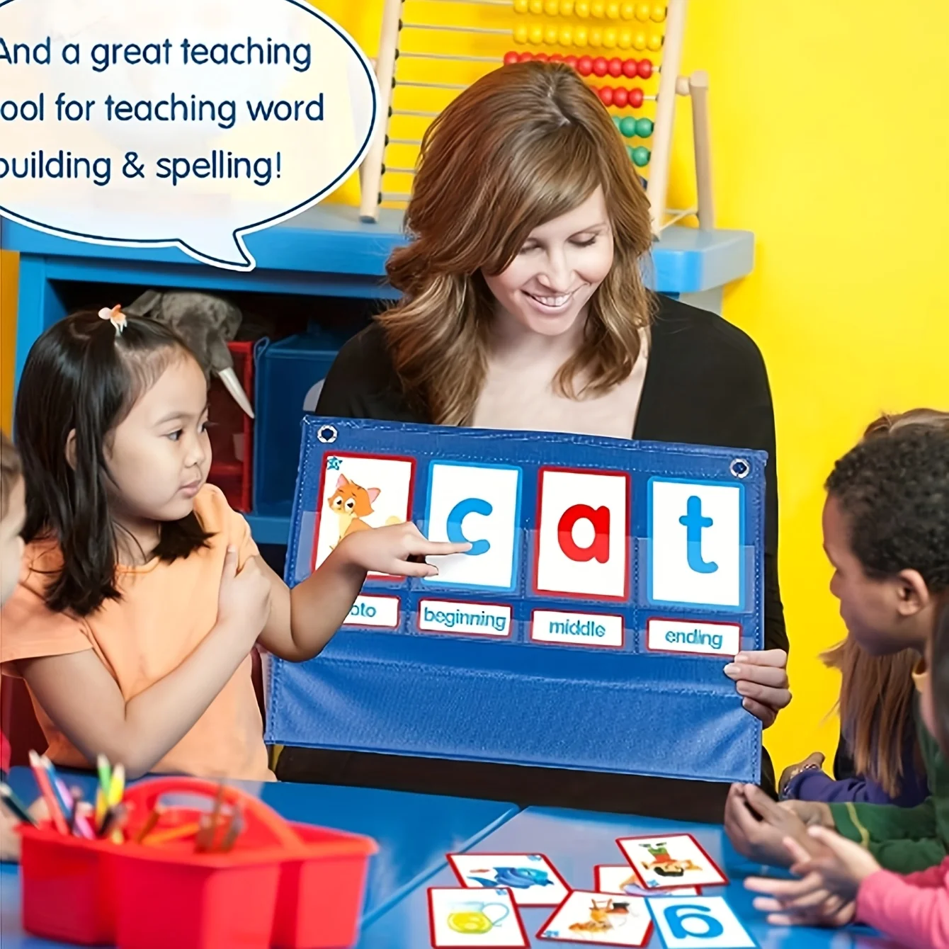 Desktop Pocket Chart Tent Card Set - Interactive Word Building and Spelling Game, Flash Card, Classroom Educational Toy for Kids