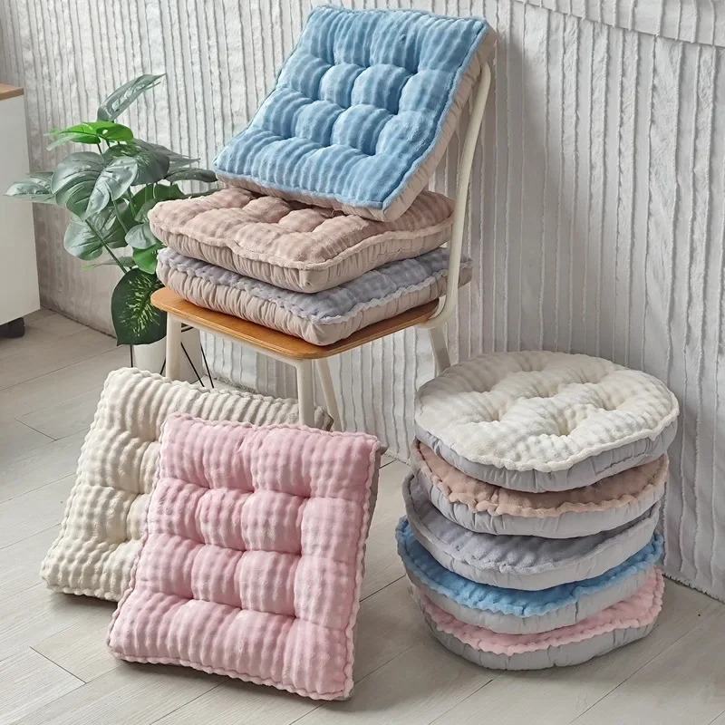 Warm Fluffy Bubble Cushion Winter Thick Plush Chair Pad Non Slip Square Round Soft Cushion Office Home Student Classroom Chair