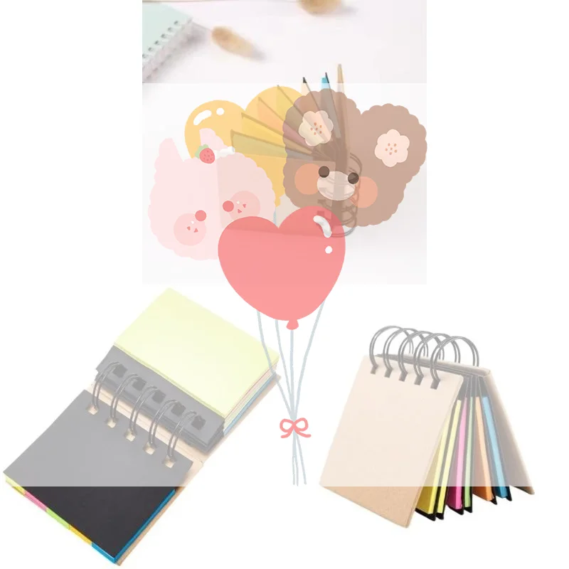 Combination Sticky Note Hard Cover Memos Pad Small Spirals Notebook Colorful Note Pad School Supplies For Student