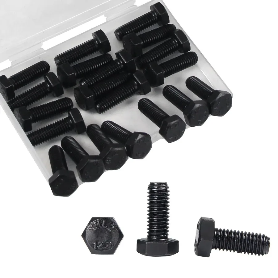20 Pz M8 Bulloni Esagonali M8x20mm Acciaio Al Carbonio Grado 12.9 Ossido Nero Passo 1.25mm Completamente Filettato Hex Tap Bulloni Vite Esagonale macchina