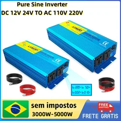 Inverter a onda sinusoidale pura 12V 24V 110V 220V 3000W 4000W 5000W Picco LED e LCD Display digitale Convertitore solare per auto Convertitore UN Spina USA