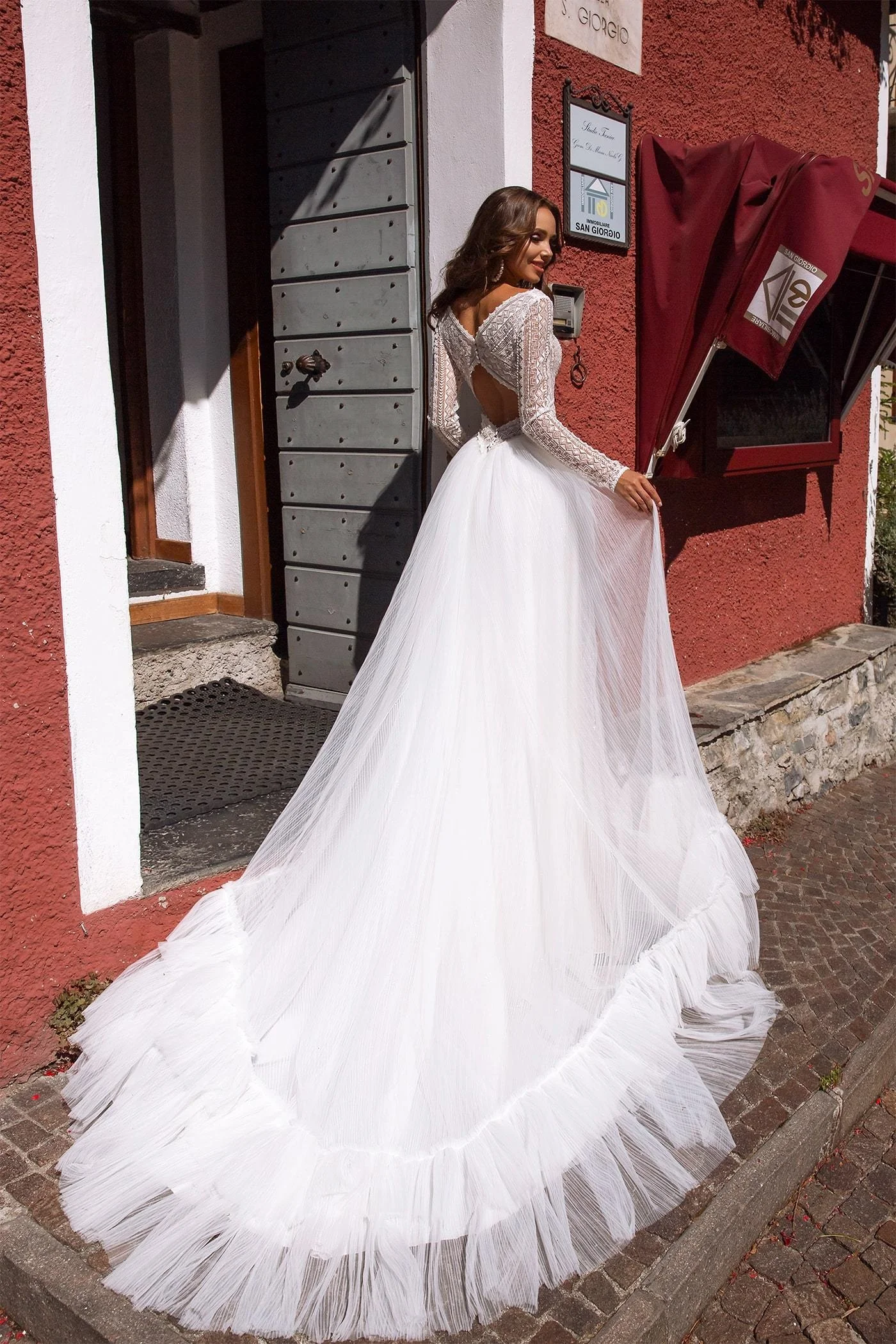 Strand Boheemse Trouwjurken V-hals Lange Mouwen Kant Applicaties Droom Bruidsjurken Boho A-lijn Prinsessenjurken Aangepast