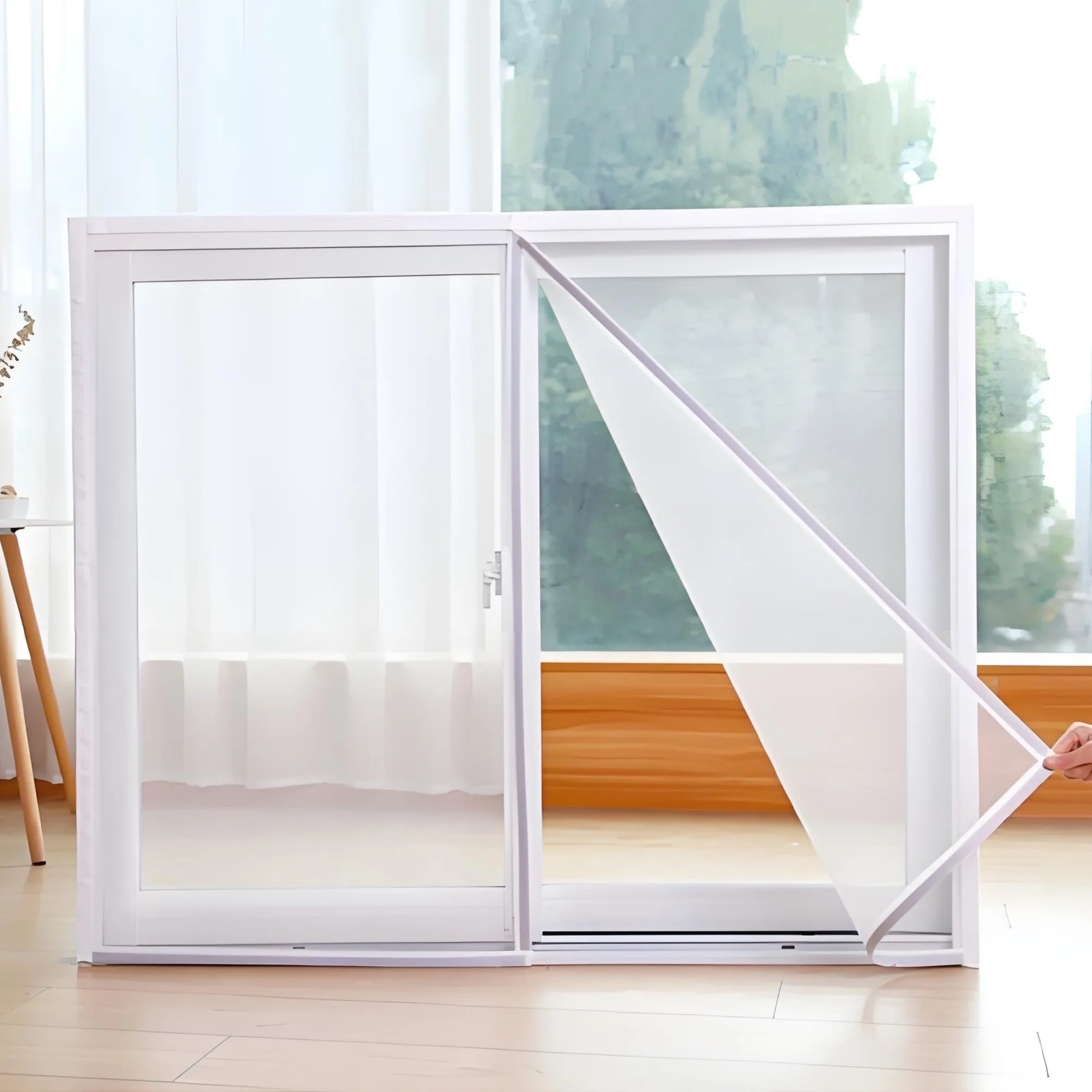 White Polyester Insect Screen with Zipper Closure, Anti-Mosquito Window Net - Tool-Free Install & UV Resistant (Various Size)