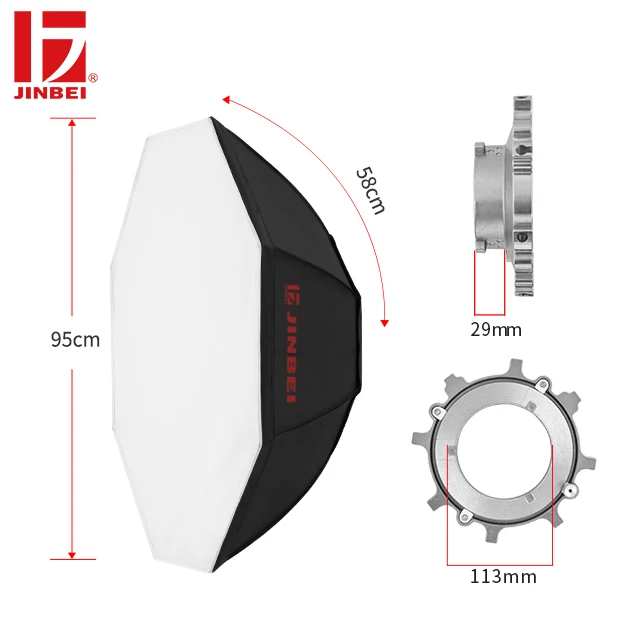 JINBEI M-950 Diameter 95cm Studio Octagonal Studio Softbox with Bowens Mount for Strobe Flash Light Portrait Studio Photography