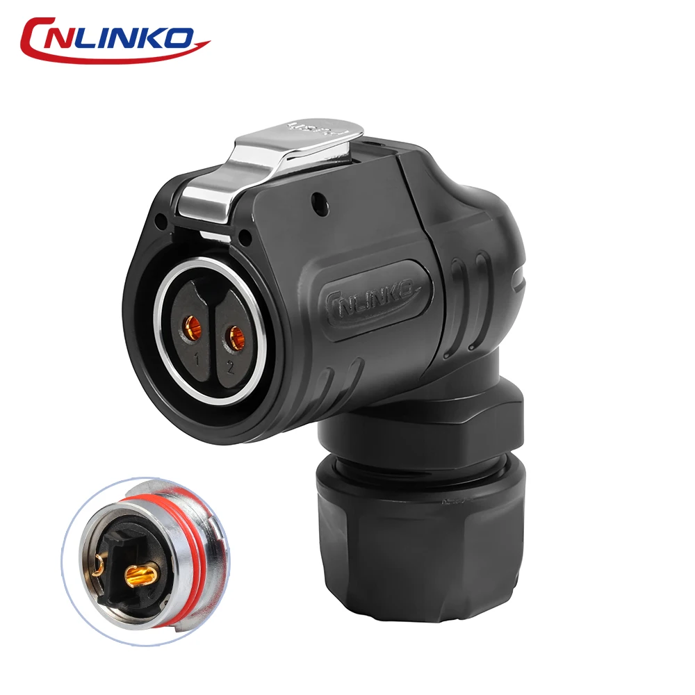 CNLINKO 2 Pin~14 Pin 90° Elbow Plug Waterproof Connector LP20 IP68 Semi-Metal Welding Electrical Connector for Industrial Use