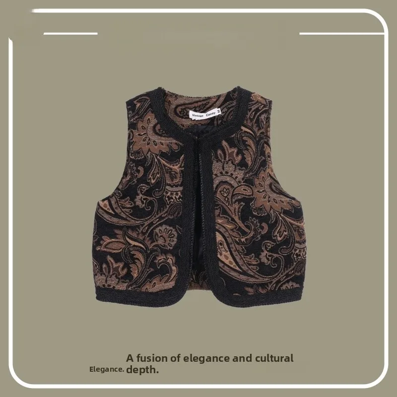 

Women's Embroidered Vest 2023 Autumn Faion Layering Floral Design Premium Quali Button Detail Long Length Trendy Sle