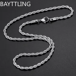 wholesale 3MM 925 sterling silver twisted rope chain necklace Men women Link necklace Fashion gift jewelry Wedding Party