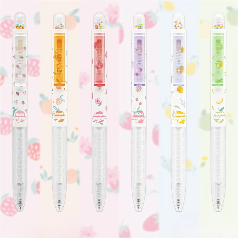 

3/6pcs Fruit Patterned Capsule Gel Ink Pens 0.5mm Ballpoint Black Writing Pens for Students & Teachers School Supplies A3307
