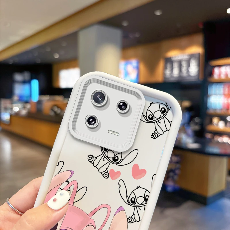 Cute Disney Stitch Couple Cartoon TPU Phone Case for XiaoMi 14 13 12 11T Pro 13 12 11 Lite Poco F6 F5 X5 X3 Pro Protective Cover