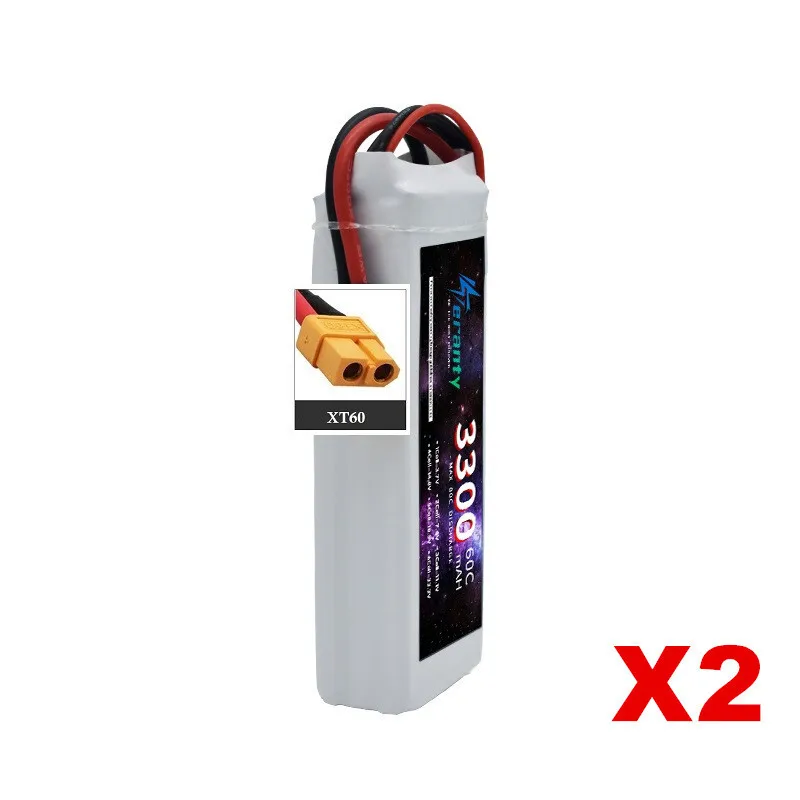 PYLRC TERANTY 3300MAH 60C 7.4V 11.1V 14.8V 22.2V Lipo-Akku für RC-Auto, Drohne, Quadcopter, Boot, 2S 3S 4S 6S, 2 Stück wiederaufladbare Batterien 7