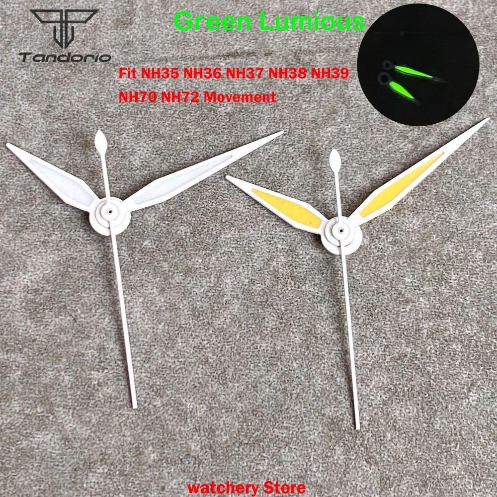 Green Lumious Vintage NH35 Watch Hands White Edge Needles Fit NH35 NH36 NH37 NH38 NH39 NH70 NH72 Movement Watch Parts