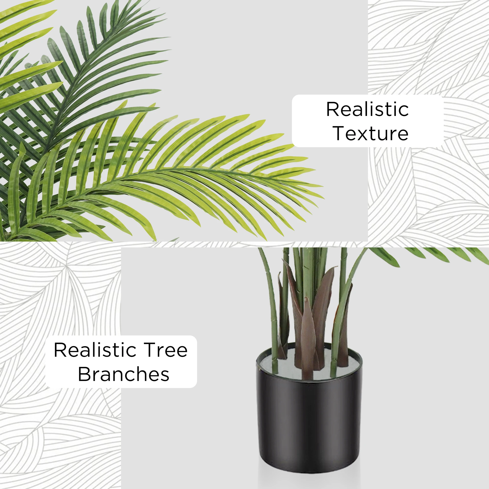 4/5/6フィートの人工植物、偽物のヤシの木、トロピカルヤシ - Fiddle Leaf Fig のレビューと価格
