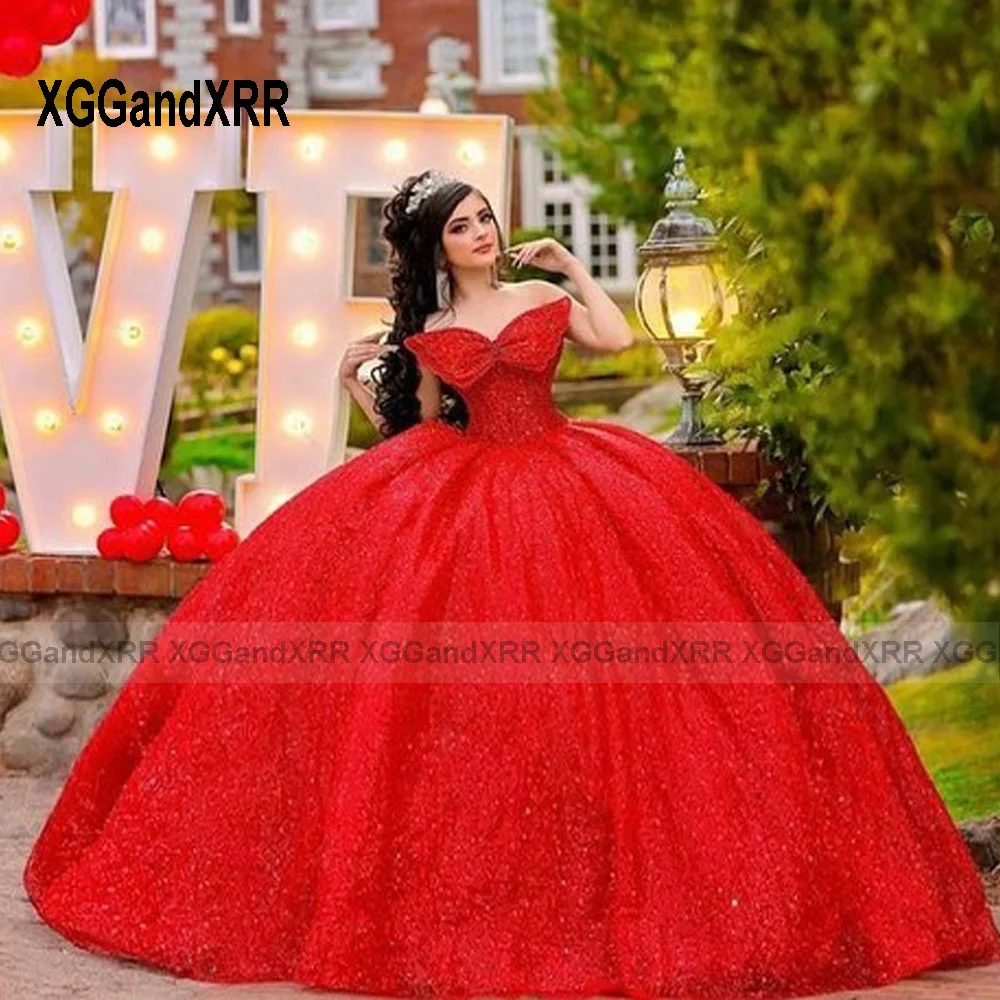 Personalizado borboleta vermelha quinceanera vestidos 2025 brilhante miçangas vestido de baile doce 16 vestido princesa vestidos de 15 quinceañera