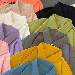 10 Colors Shirts for Women Tops All-match Summer Short Sleeve Trendy Solid Minimalist Casual Kawaii Japanese Retro Basic Chic